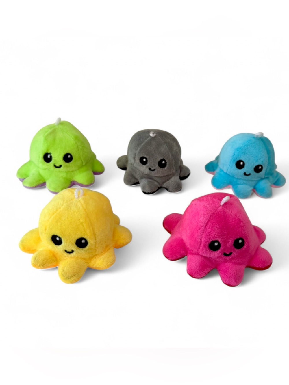 Set of 5 Mini Plush Reversible Octopus Toy Multicolor 2.5” NWOT